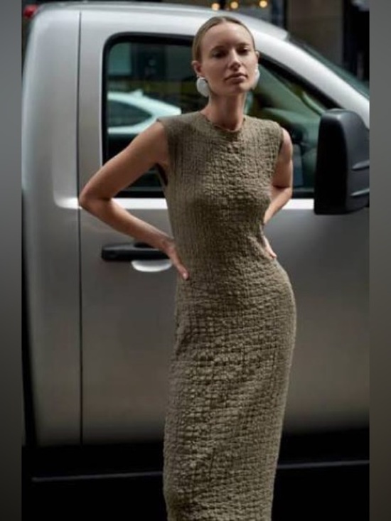 Zara Dresses & Skirts - Zara Green Cap Sleeve Textured Midi Dress Size Large